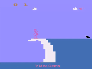 Surfer's Paradise But Danger Below! title screen for Atari 2600